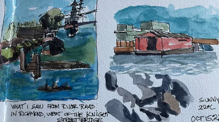 Sketching During River Road Bike Ride