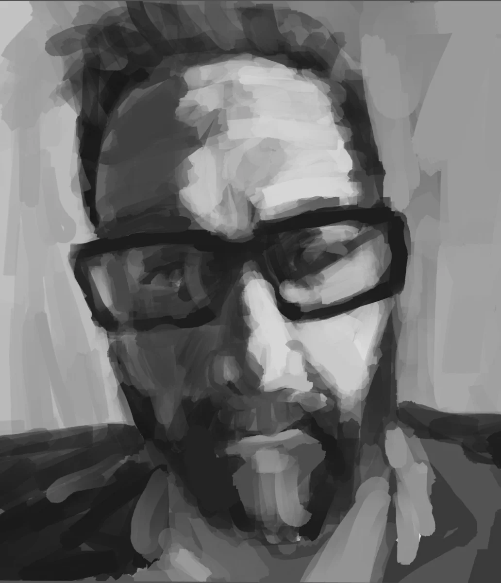 Self-portrait in grayscale